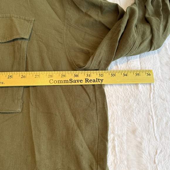 Easel Olive Green Cotton Zip Up, Snap Flap Moto Jacket Military,Fairy Grunge S - Picture 3 of 7